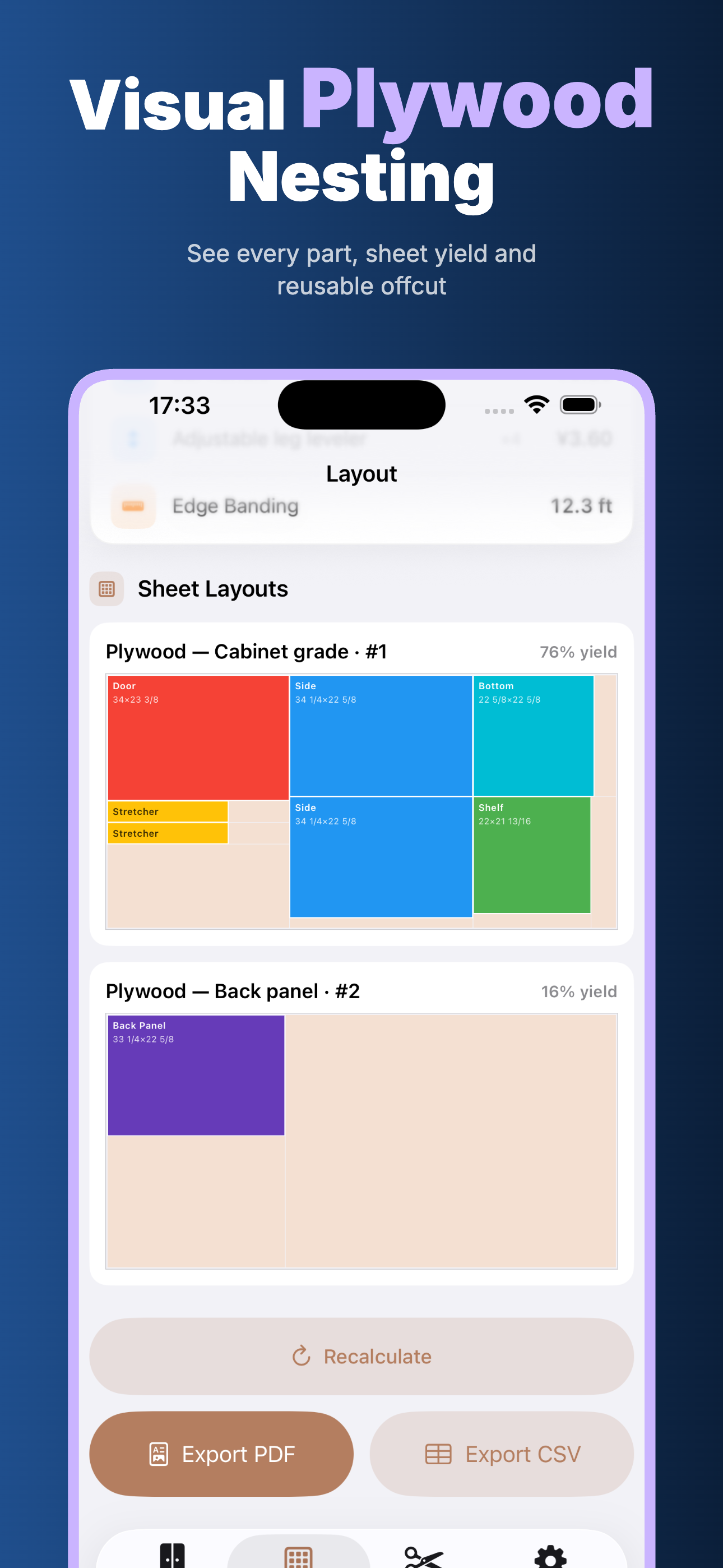 Casework: Cabinet Cut Lists screenshot