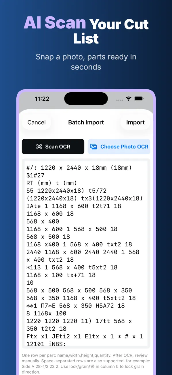 Scan a paper list with AI OCR in the CutList app