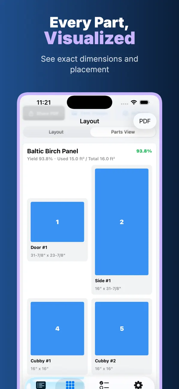 Inspect every part in the CutList app